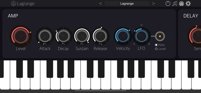 ‎Lagrange - Captura de pantalla del sintetitzador del connector AUv3
