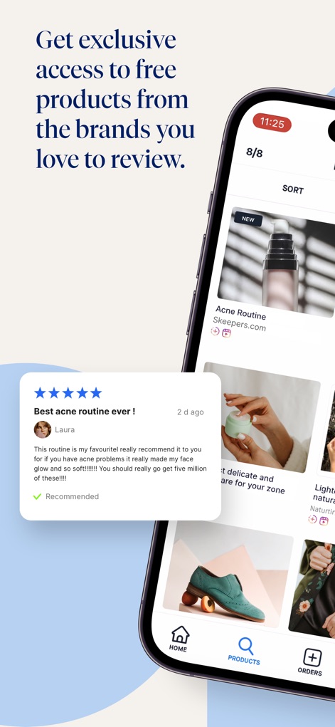 Skeepers Creators - Explore the app's curated product listings, featuring diverse items, and observe how users can access genuine reviews from other creators.