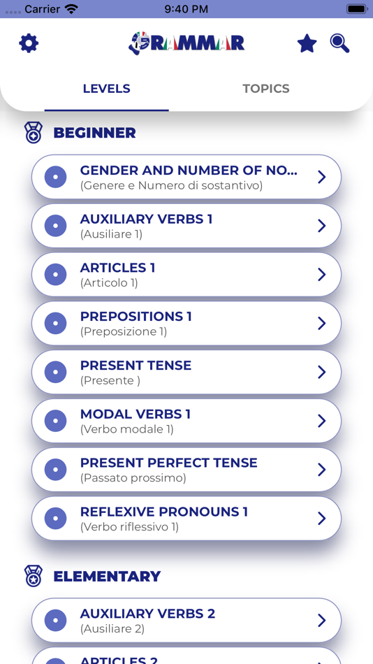 #1. Italian GrammarーLessons・Tests (iOS) 由: PORO Studio