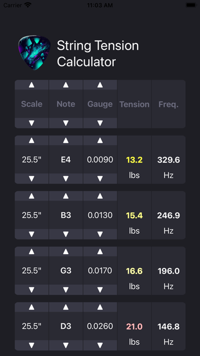 String Tension Calculator Screenshot