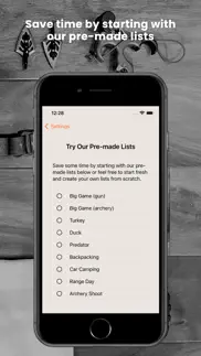 vitals: hunt packing list iphone screenshot 3