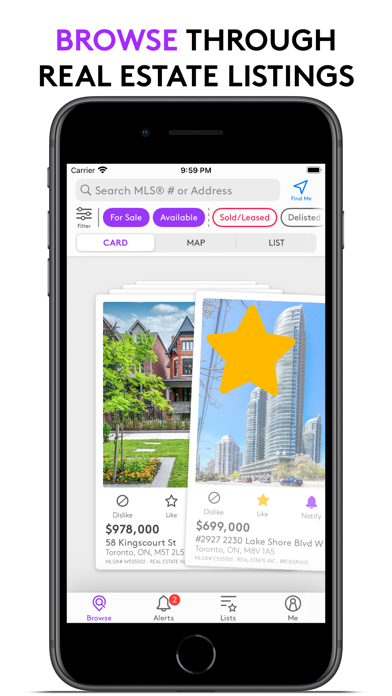 Listed Real Estate Screenshot