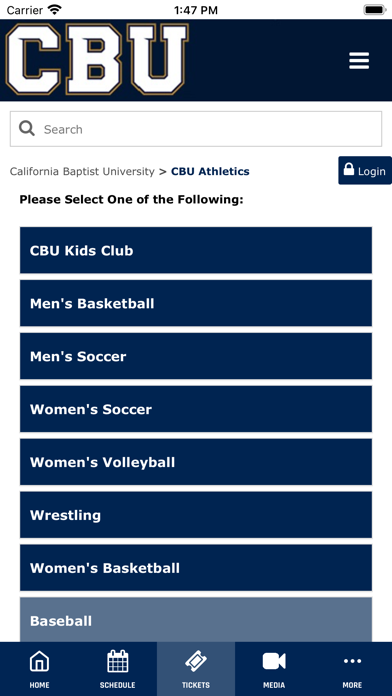 CBU Athletics Screenshot