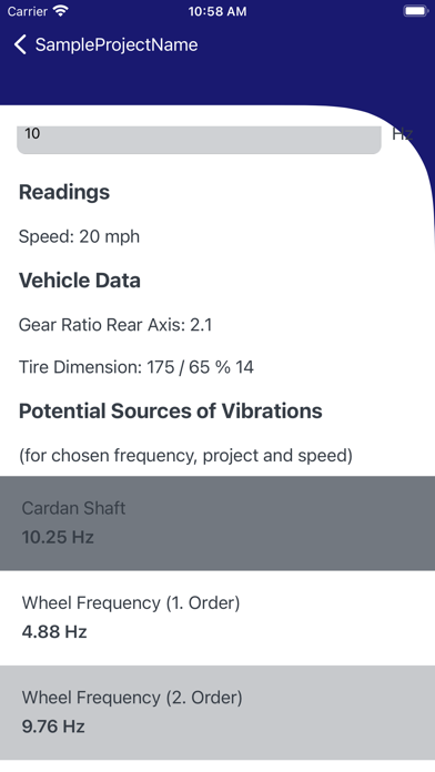 Vibration Detection Screenshot