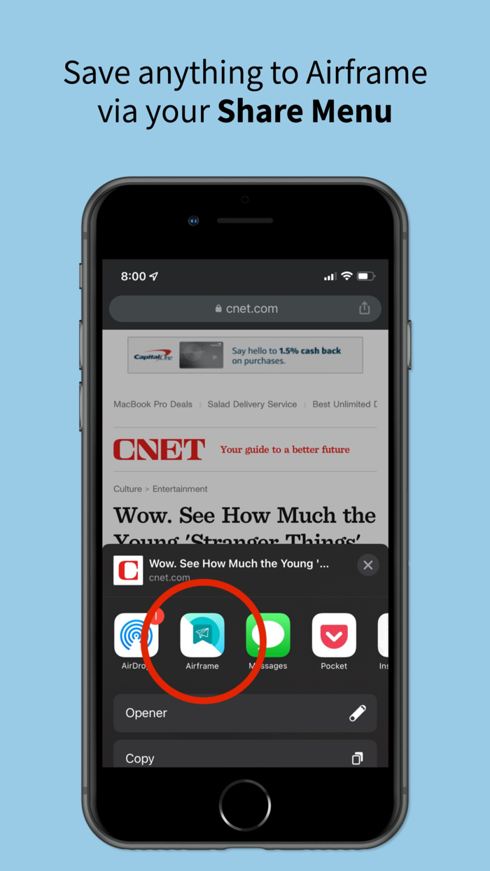 Airframe Save and find later