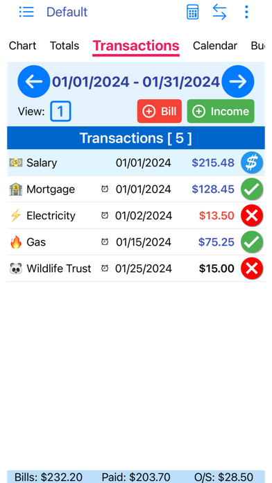Screenshot #1 pour MoBill Budget