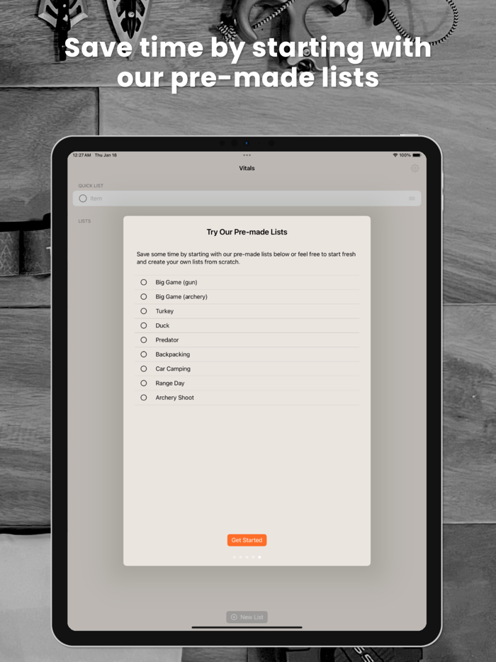Vitals Hunt Packing List
