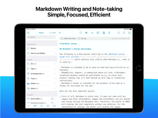 Screenshot #4 pour MWeb - Markdown Writing, Notes