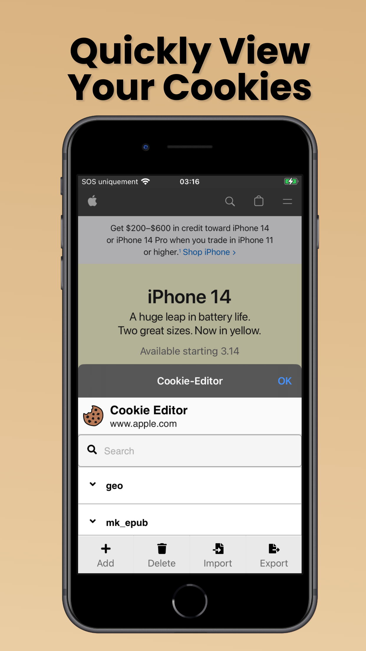 Cookie-Editor screenshot 1