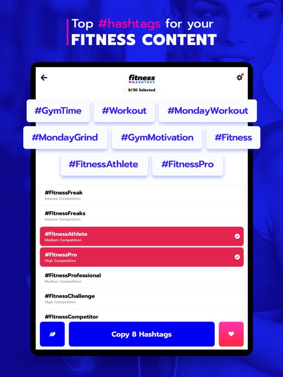 Screenshot #4 pour Fitness Hashtags App