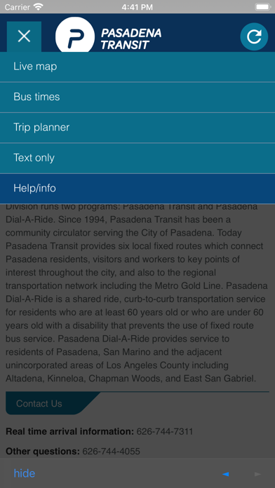 Pasadena Transit Screenshot