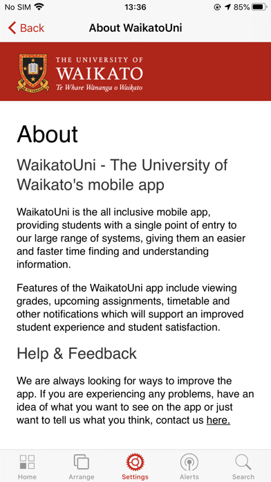 WaikatoUni Screenshot