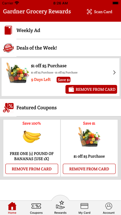 Gardner Grocery Rewards Screenshot