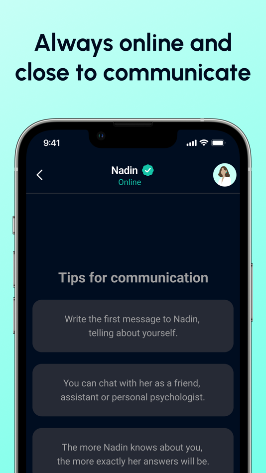 #4. Nadin - AI Friend & ChatBot (iOS) 由: Kalicha Kanybekova