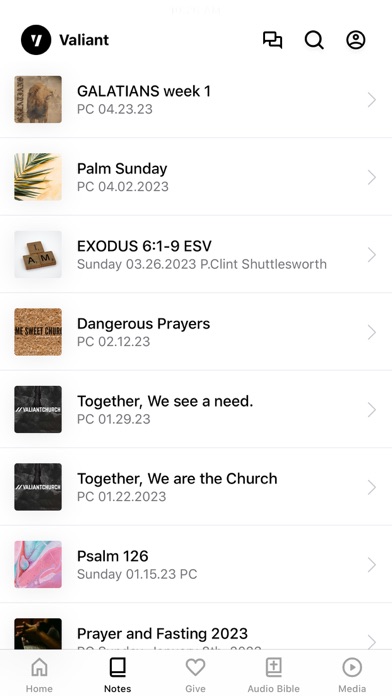 Valiant Church App Screenshot