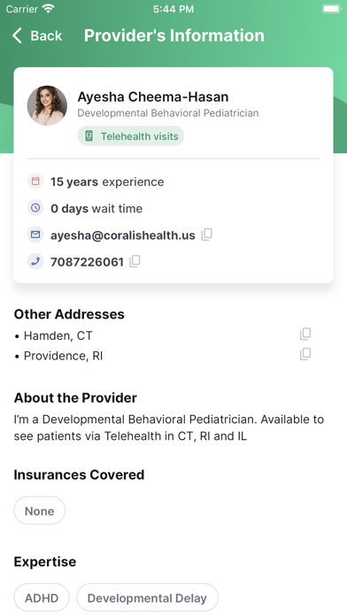 Patient-Coralis Health Screenshot