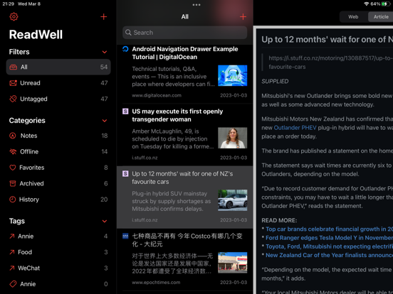 ReadWell: Save for later iPad screenshot 7 - News app