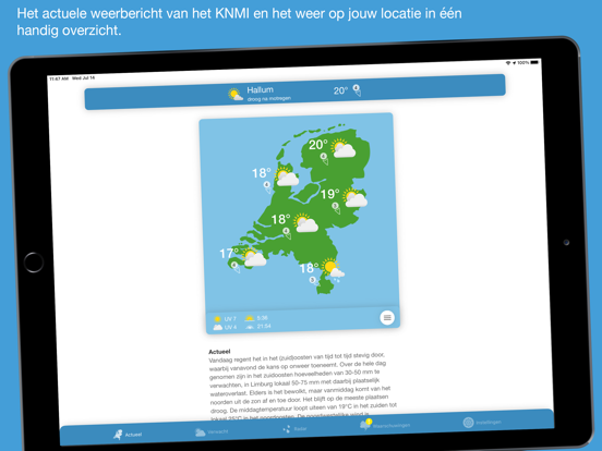 Weerbericht Nederland iPad app afbeelding 1