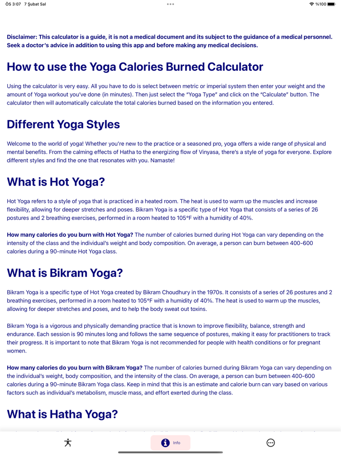 Yoga Calories Burn Calculator