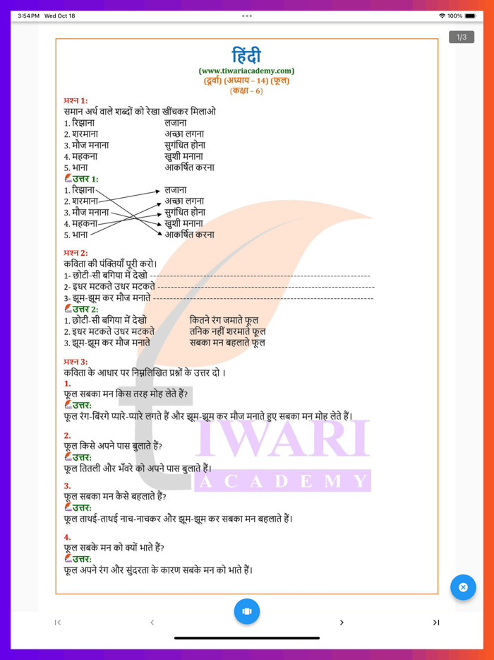 Class 6 Hindi Solutions