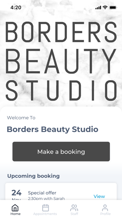 Screenshot 1 of Borders Beauty Studio App