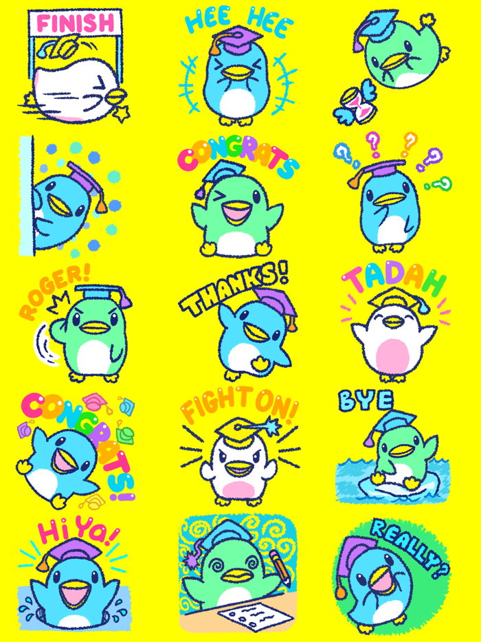 123 Grad Penguins Sticker Pack