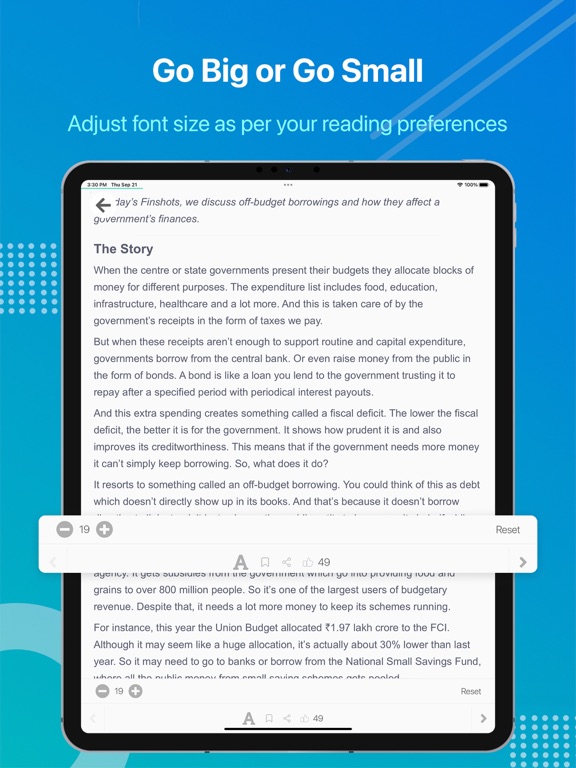 Finshots iPad screenshot 5 - Finance app
