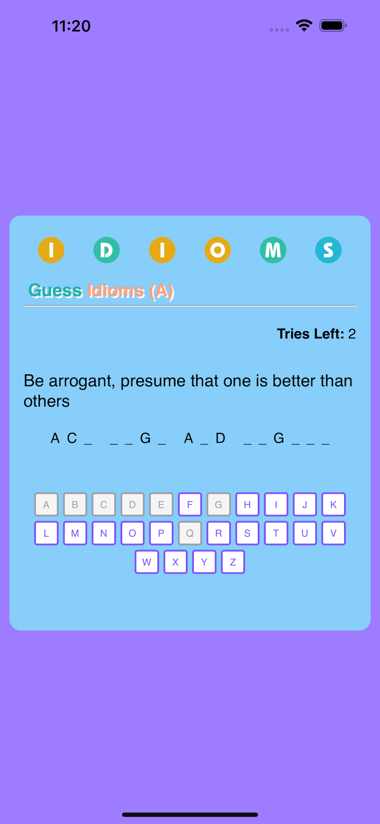 English Idiom Word Game