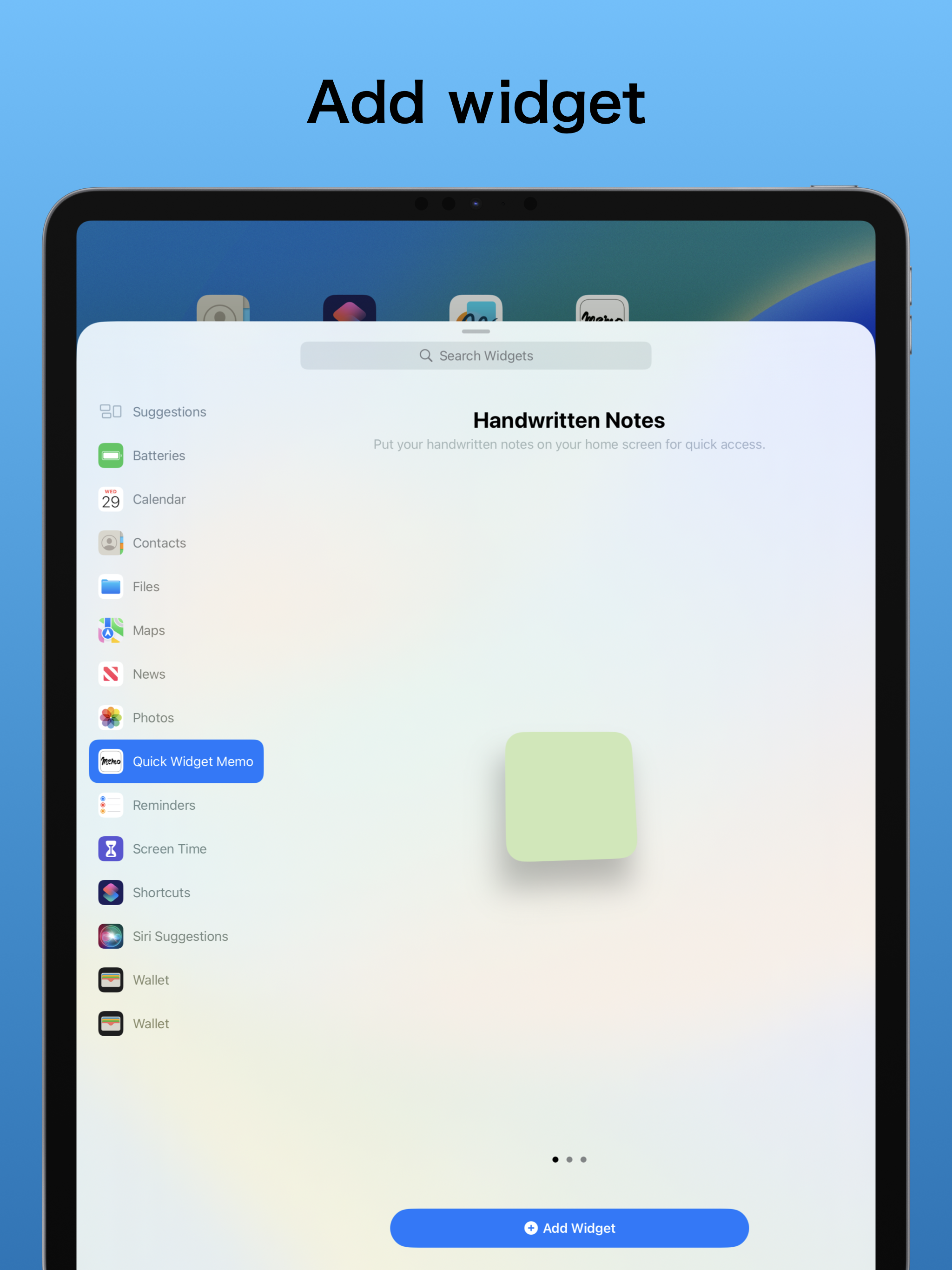 Quick Widget Memo