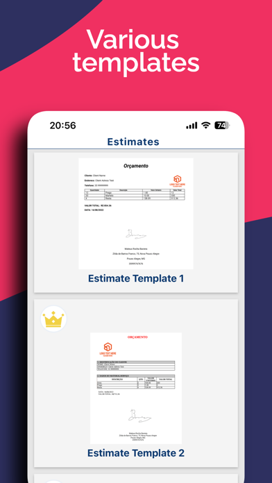 Receipt Creator & Estimate App Screenshot