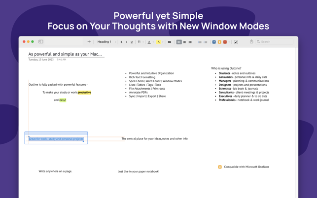 ?Outline: Knowledge Organizer Screenshot