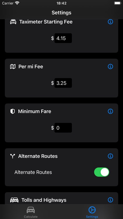 Taximeter Tariff