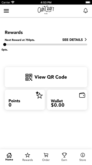 OakCraft Pizza Rewards Screenshot