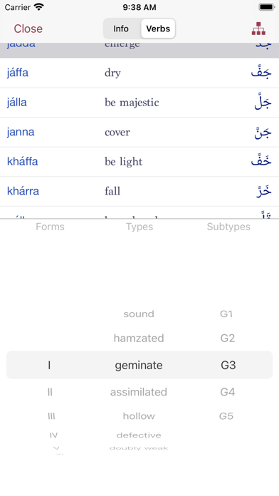 CAVE Arabic Verb Conjugator Screenshot