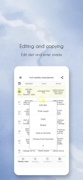 Game screenshot Yurit weekly meal planner apk