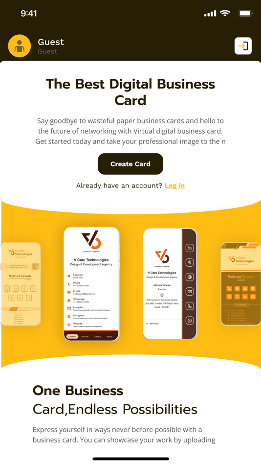 #1. Virtual Digital Card (iOS) 由: VCare Technologies
