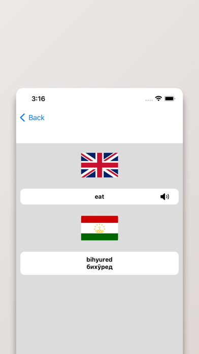 Tajik-English Dictionary Screenshot