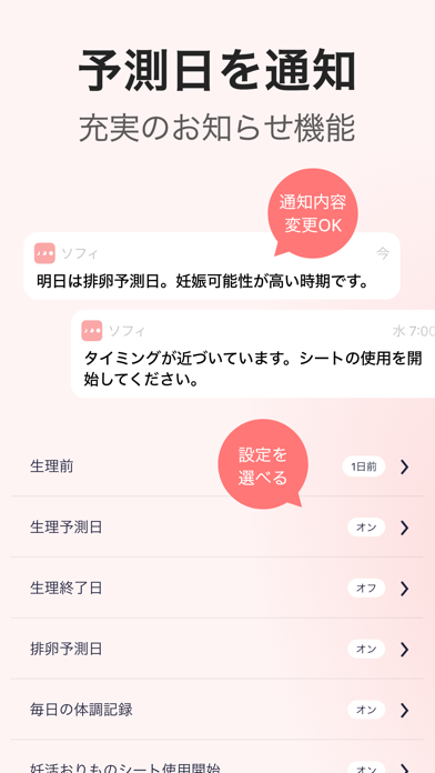 ソフィ 生理管理アプリで生理を予測&妊活情報 screenshot1