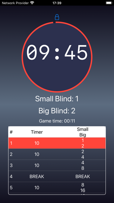 Poker Blinds Tracker and Timer Screenshot