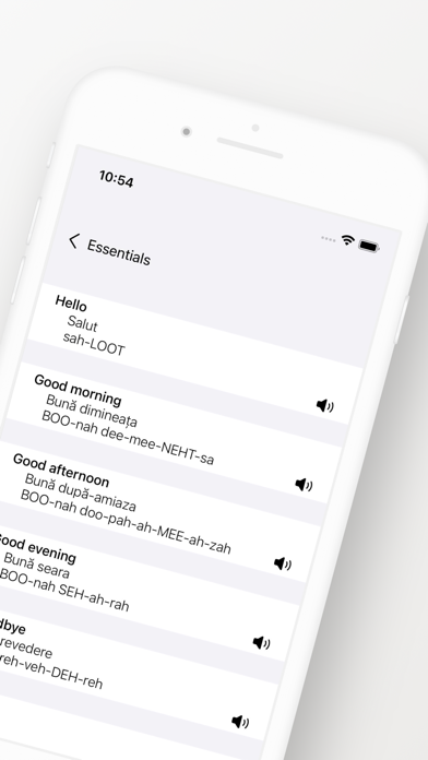 Romanian Phrasebook Screenshot