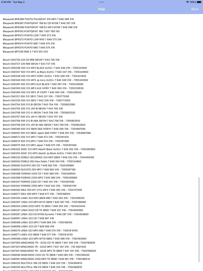 RADIO CODE for FIAT BandB