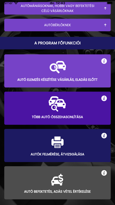 Autó Elemző Rendszer Screenshot
