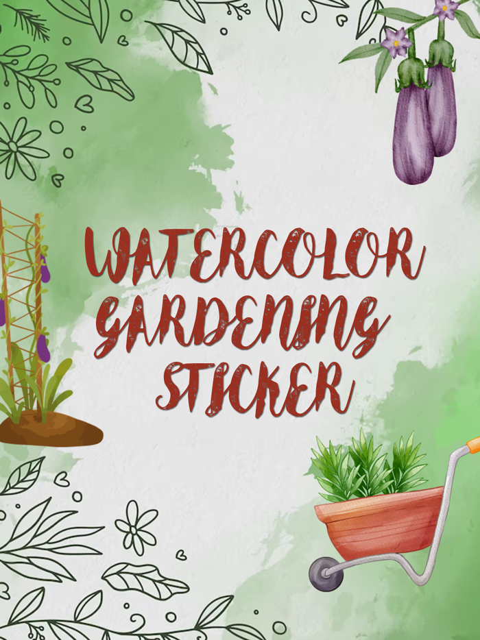 Watercolor Gardening Sticker