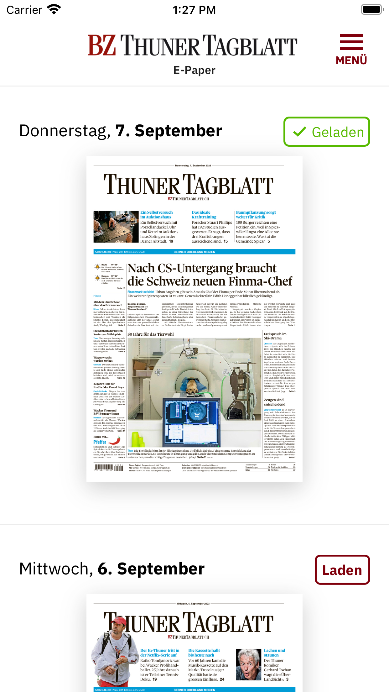 BZ Thuner Tagblatt E-Paper