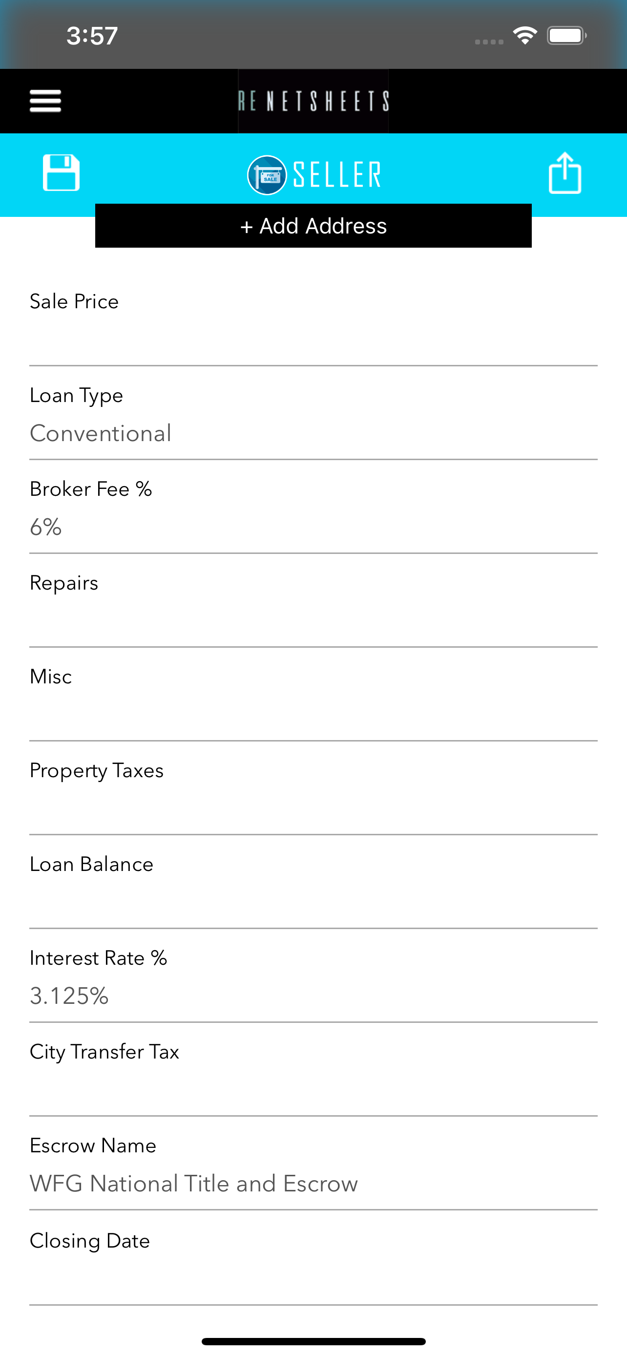 WFG Net Sheets