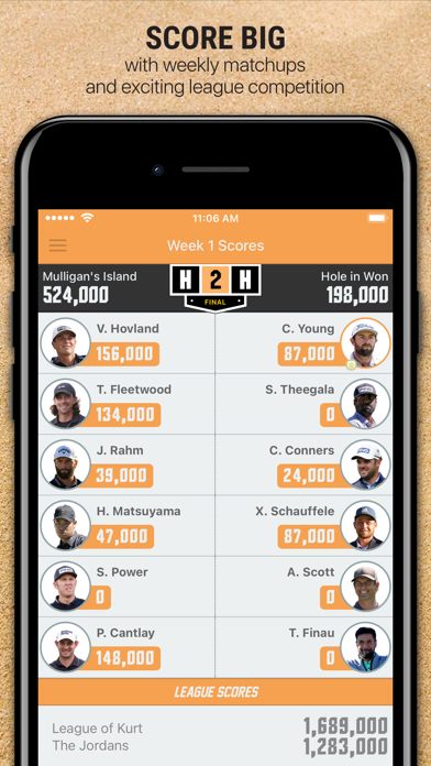 H2H Fantasy Golf Screenshot