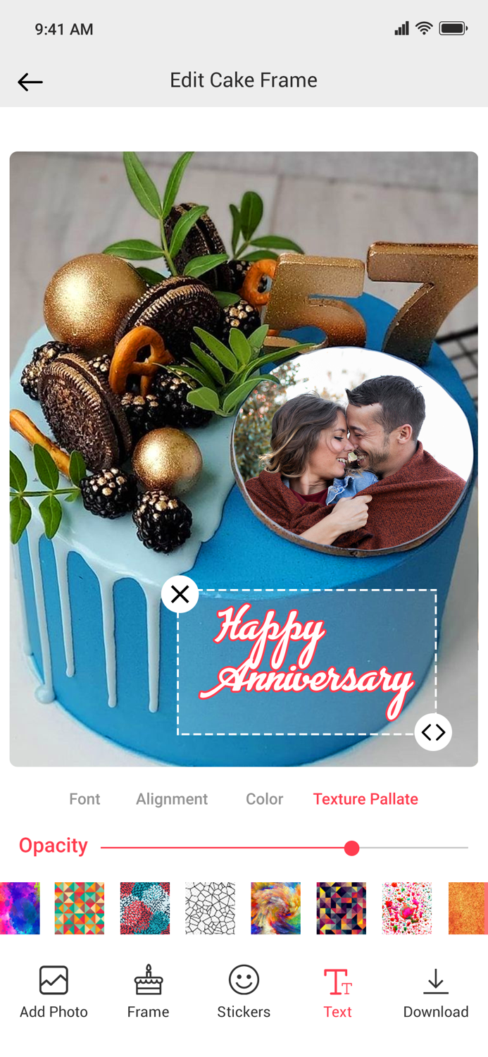 Photo on Cake Pics Editor App