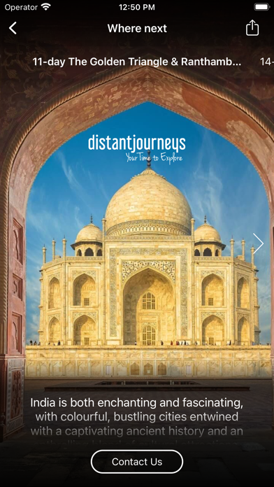 Distant Journeys Travel App Screenshot