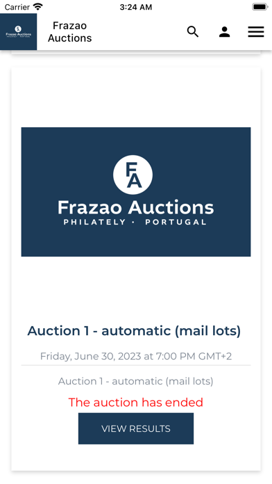 Frazao Auctions - Philately Screenshot