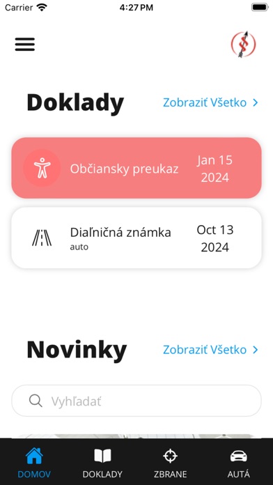 Platnosť dokladov Screenshot
